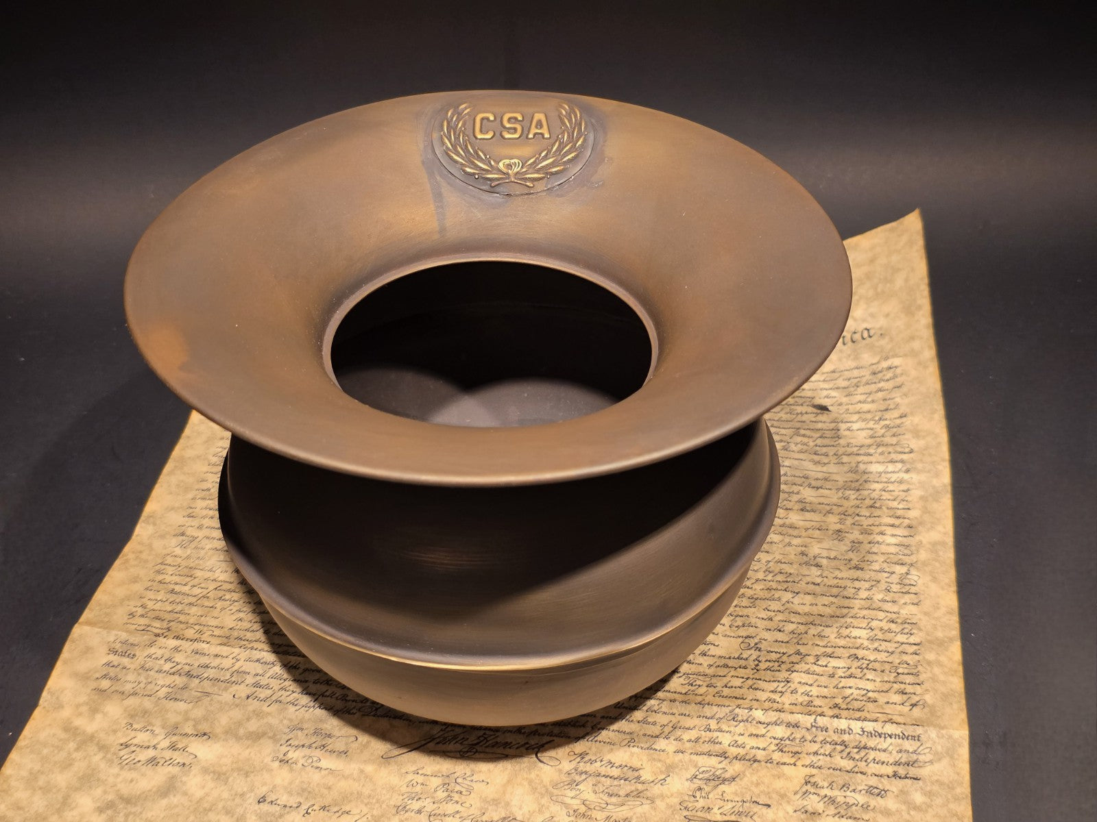 8 1/2" Antique Style Civil War Confederate Brass Spittoon Cuspidor