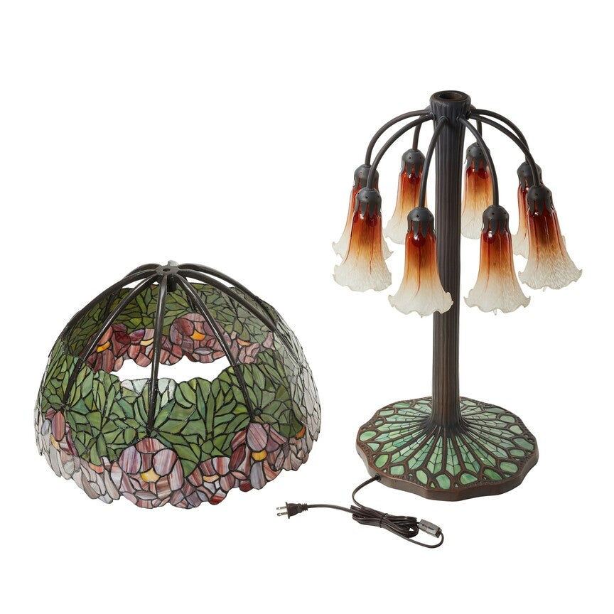 27"H Lotus Mosaic Base Stained Glass Table Lamp