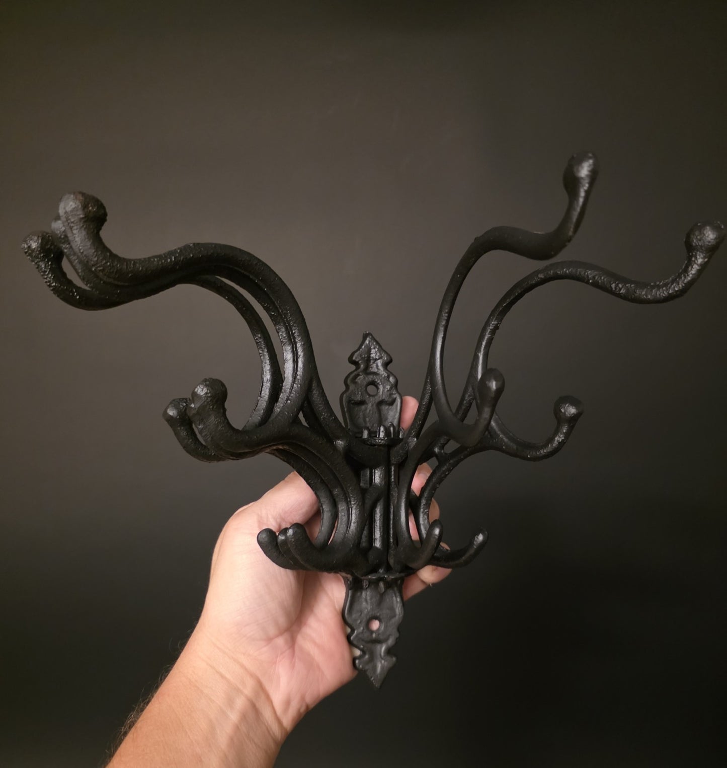 Antique Vintage Style Wall Hook Swivel Folding Coat Hanger Hardware Black Finish