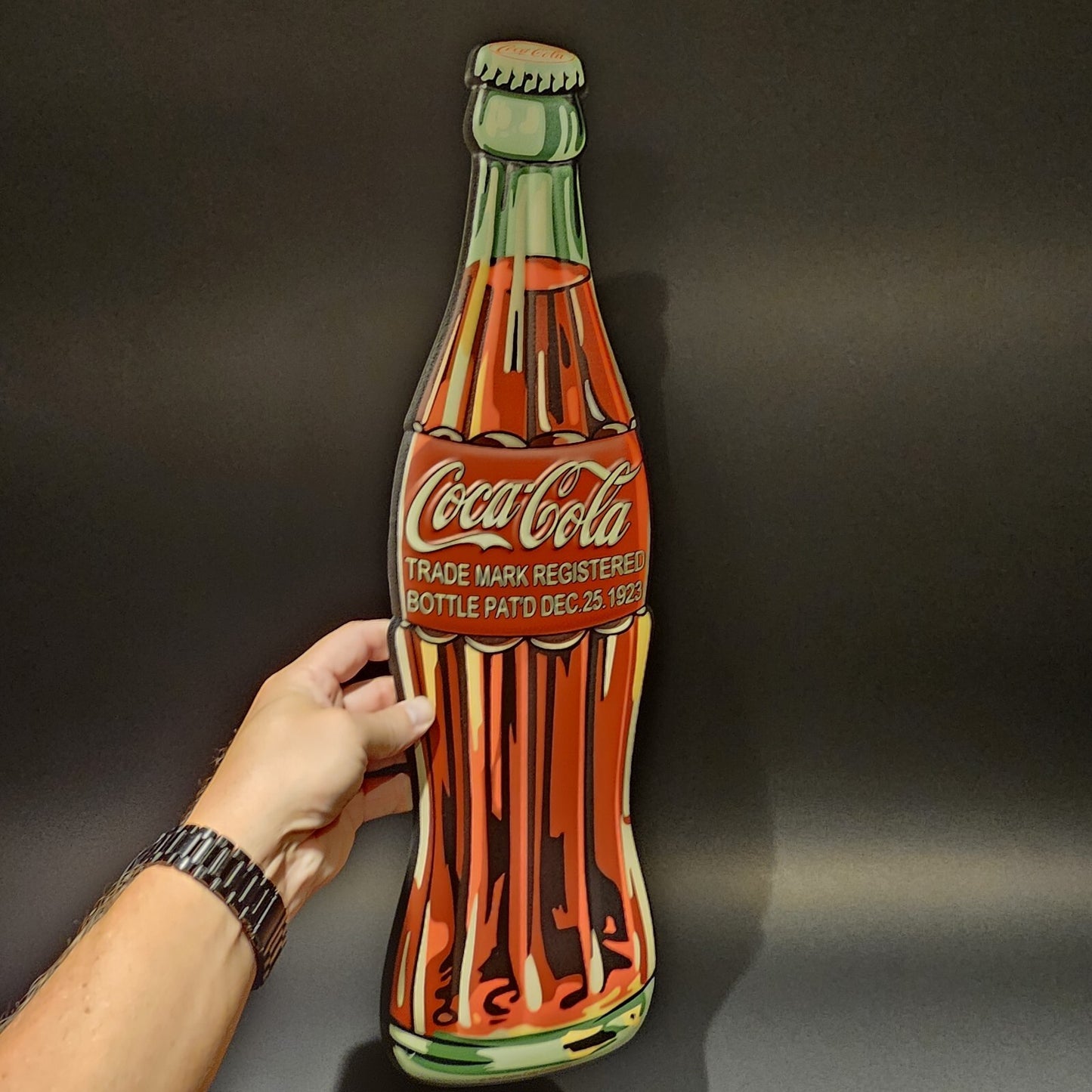 22" Vintage Style Metal Die Cut Coca Cola Bottle Sign