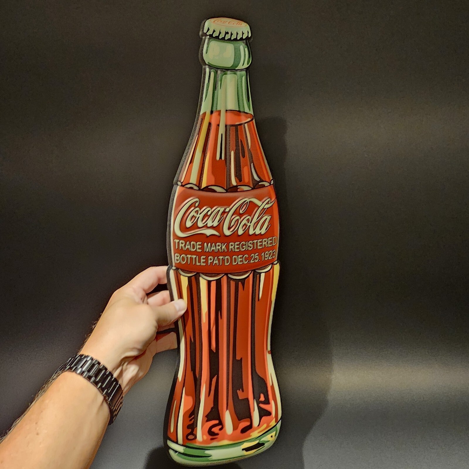 22" Vintage Style Metal Die Cut Coca Cola Bottle Sign