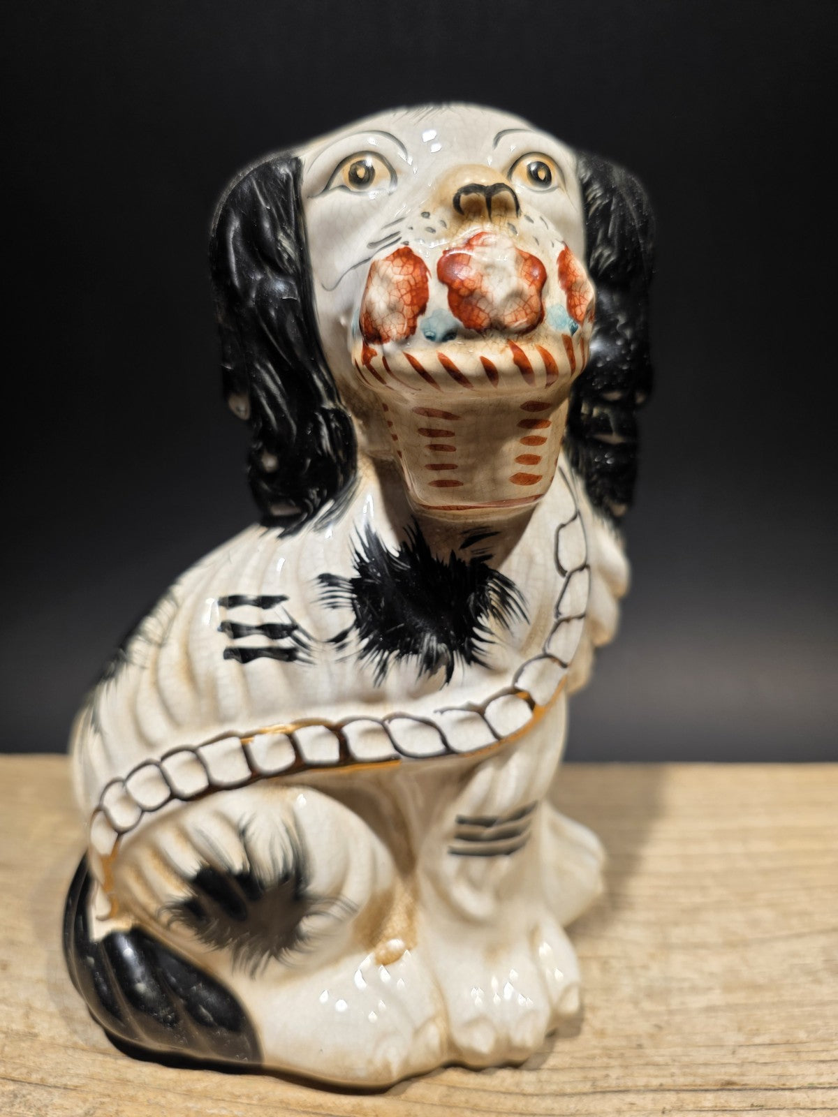 8" Antique Vintage Style Staffordshire Spaniel Dog Figurine