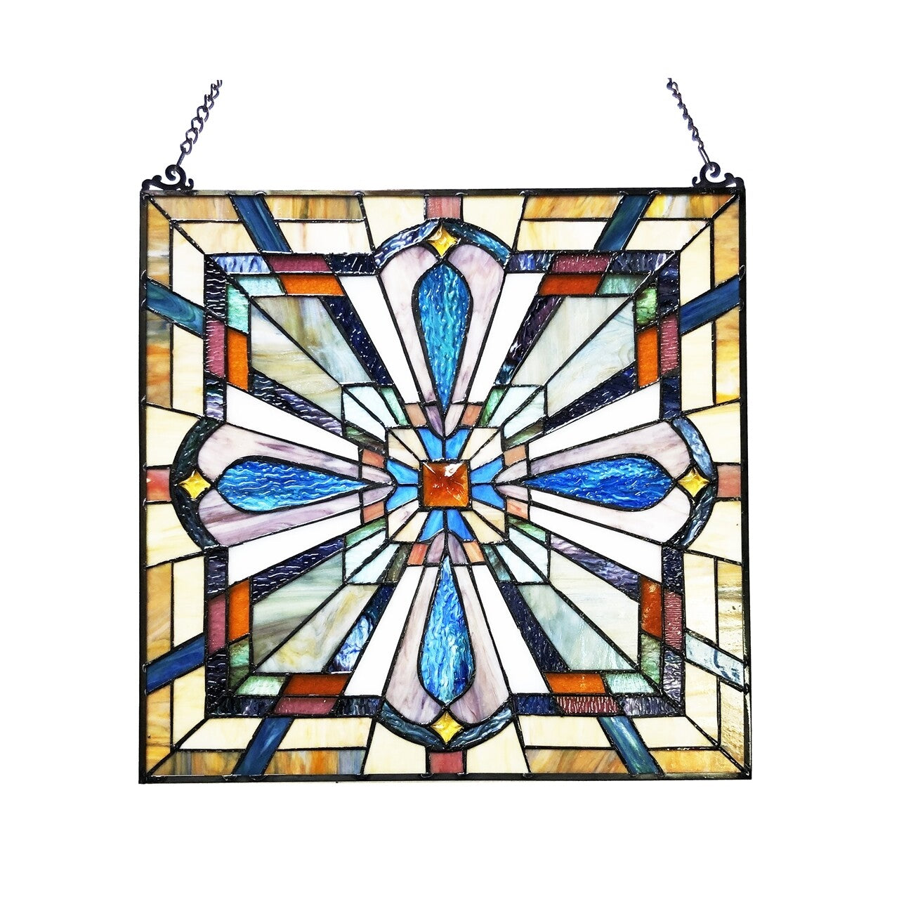 20" Square Panel Stained Glass Window Hanging Panel Suncatcher