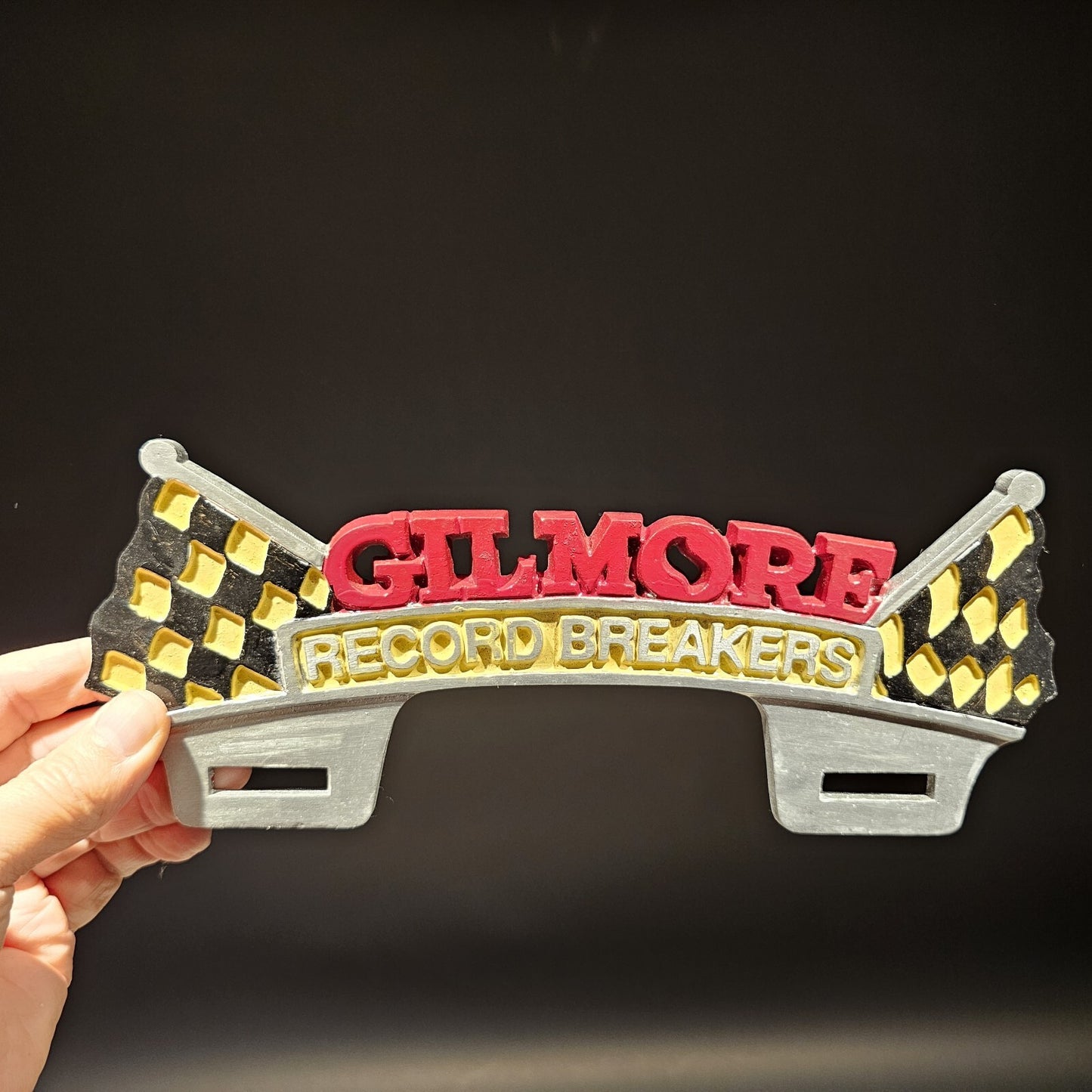 Vintage Style Aluminum Gilmore License Plate Fob Topper