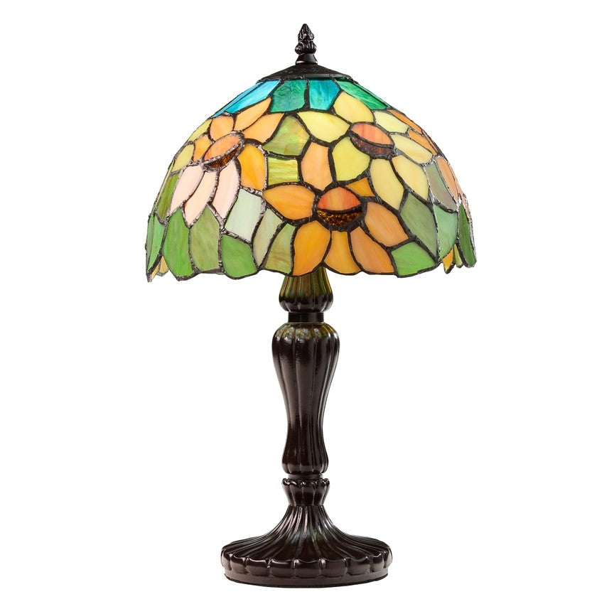 16.5"H Sunflowers Stained Glass Candlestick Table Lamp