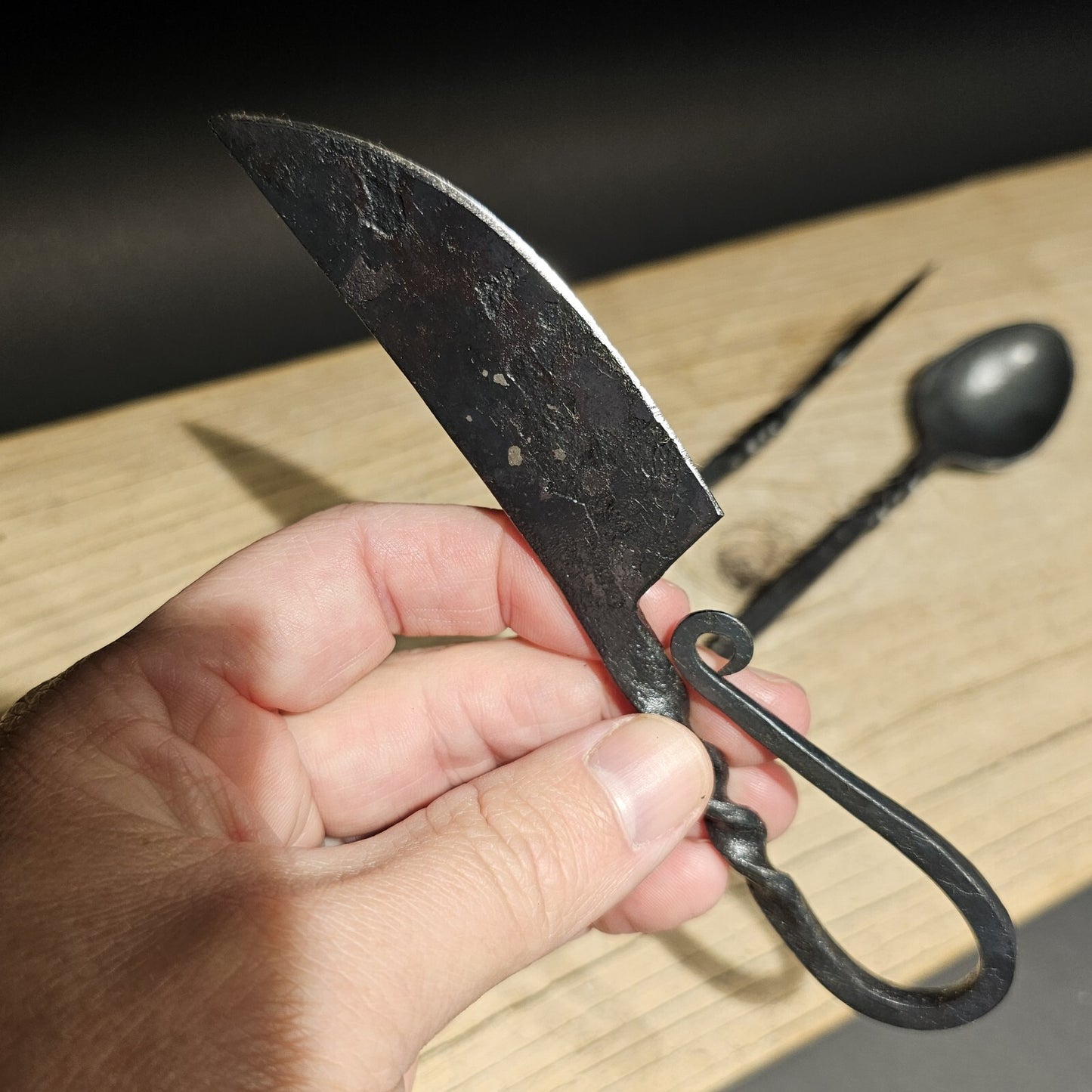 Flint Striker Style Custom Forged Knife Utensil Set