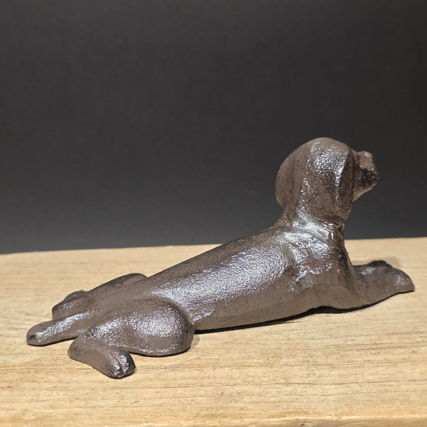 Cast Iron Lying Dog Doorstop – Vintage Style Figural Door Stop