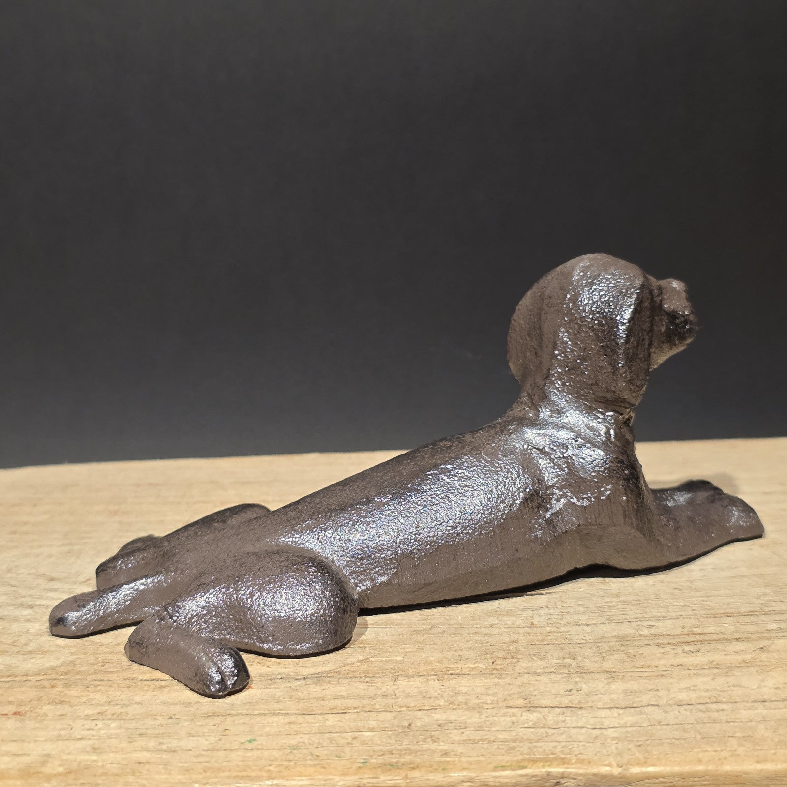 Cast Iron Lying Dog Doorstop – Vintage Style Figural Door Stop