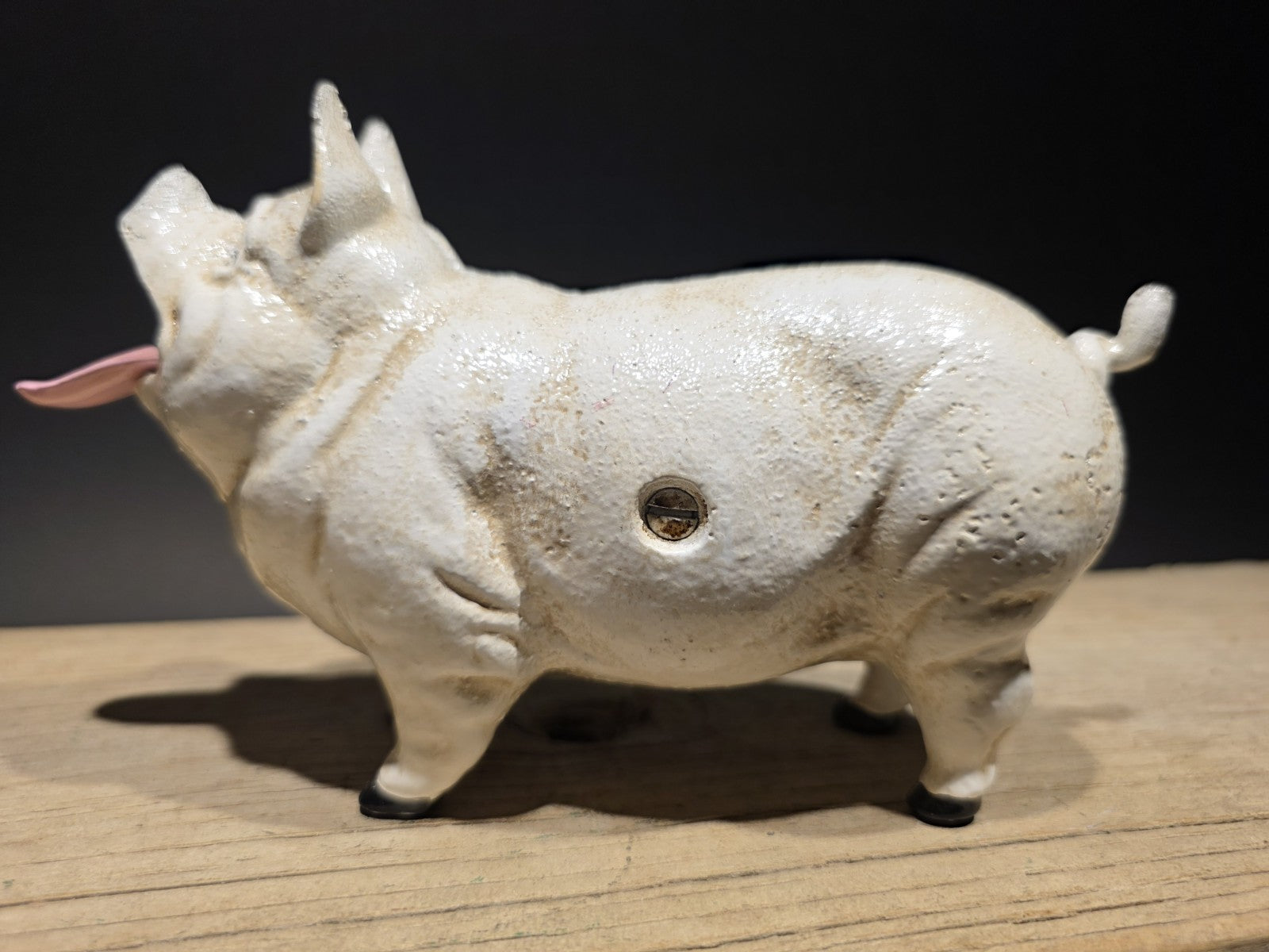 Antique Style Cast Iron Mechanical Hog Pig Coin Bank