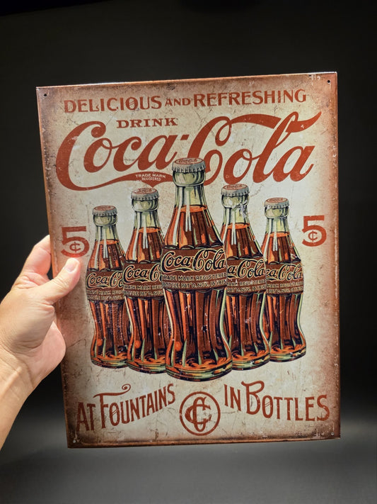 Metal Vintage Style Coca Cola Bottles Sign