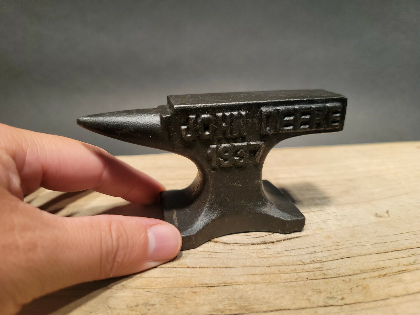 Vintage Antique Style Cast Iron "John Deere"  Miniature Anvil