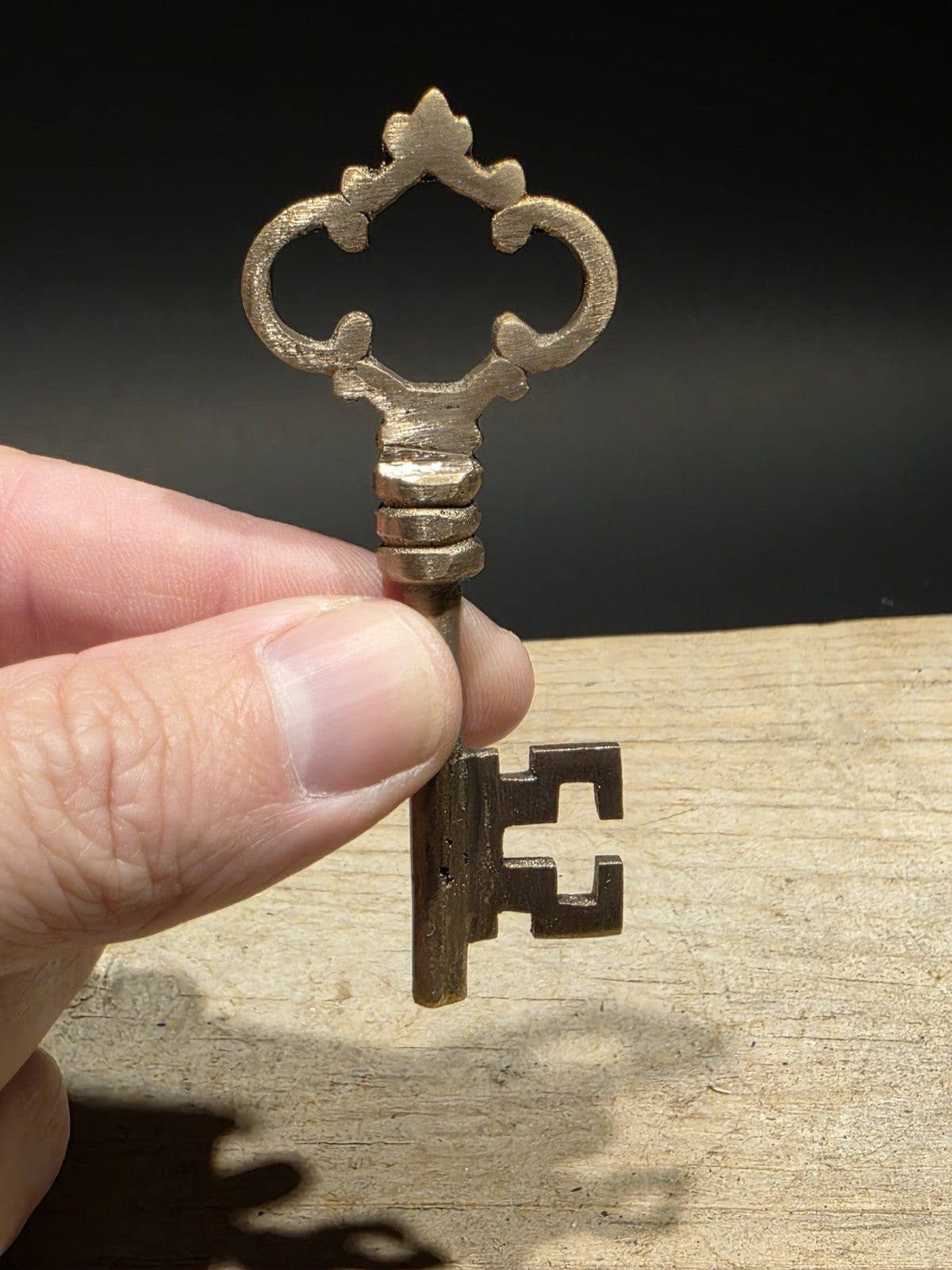 3" Antique Style Brass Ornate Skeleton Church Key