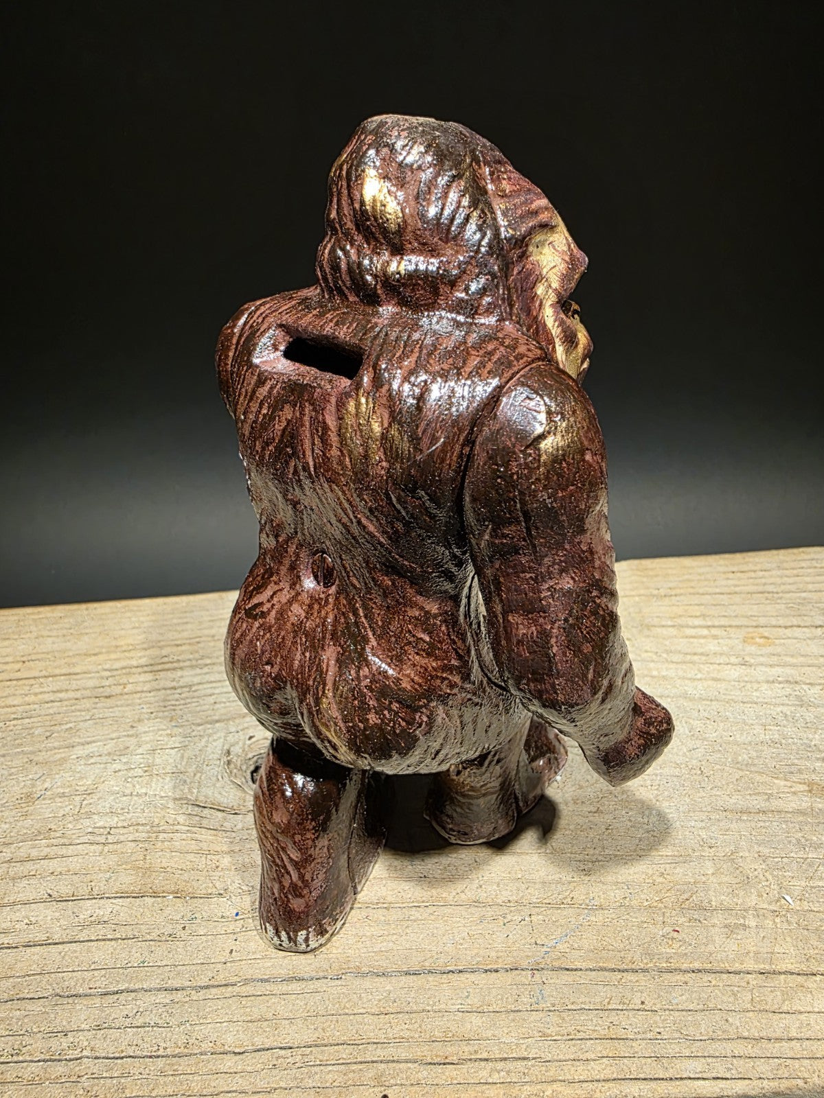 7 1/2" Antique Style Cast Iron Big Foot Sasquatch Coin Bank