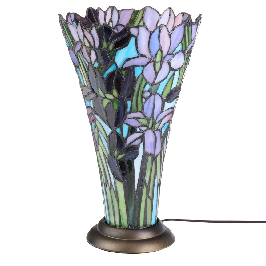 13.5"H Stained Glass Iris Up Light Table Lamp