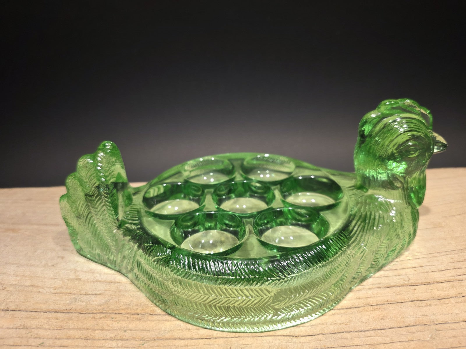 Vintage Antique Style Green Depression Glass Nesting Chicken Egg Holder