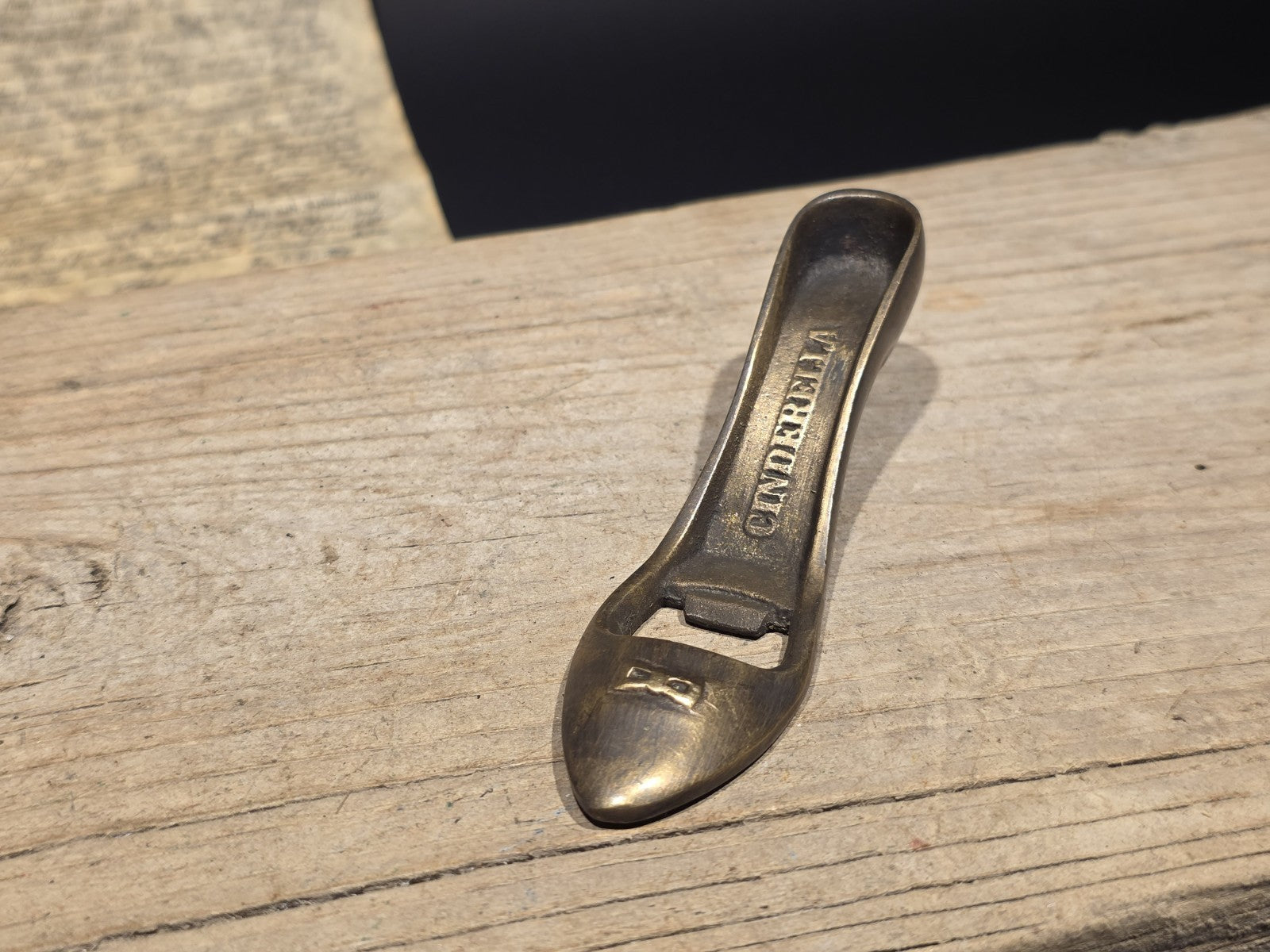 5" Vintage Style Brass "Cinderella" High Heel Shoe Bottle Opener