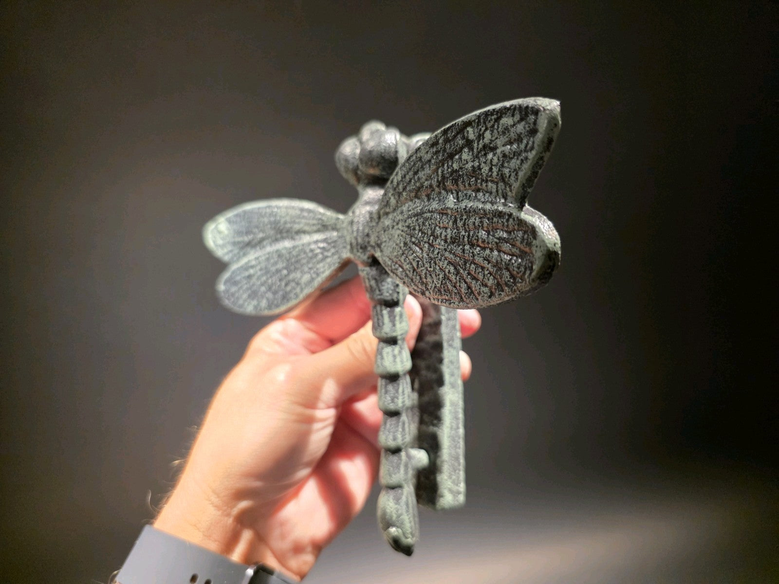 7" Antique Vintage Style Verdigris Cast Iron Dragonfly Door Knocker