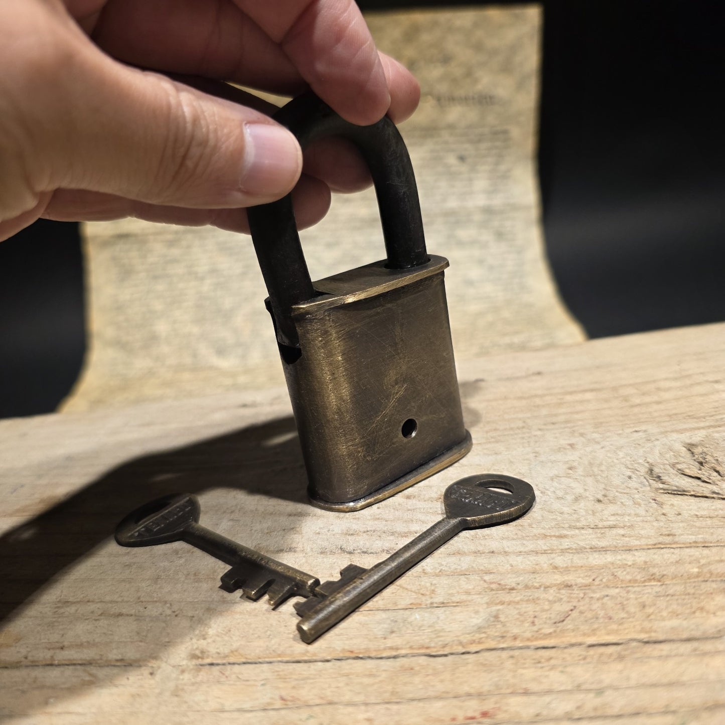 4" Antique Style Brass & Iron Texaco Padlock with Keys Oil Company Lock