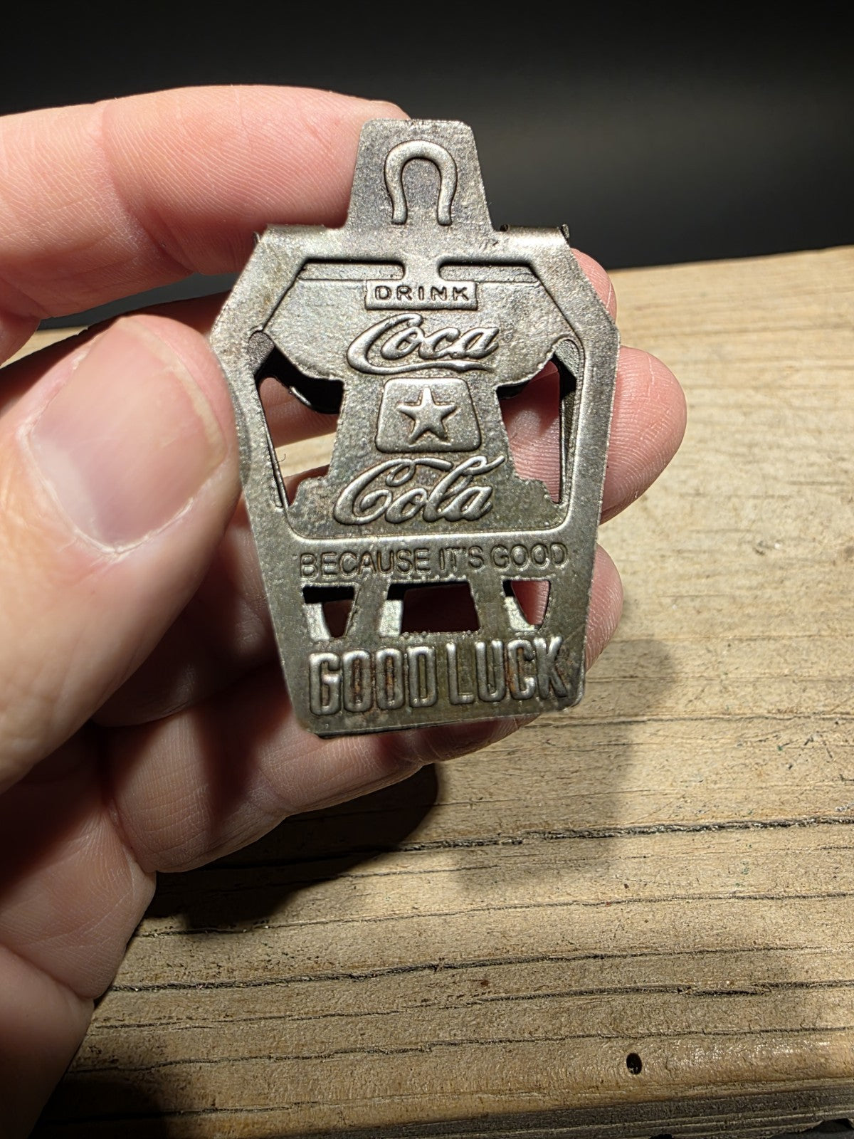 Antique Style Metal Coca-Cola “Good Luck” Advertising Clip
