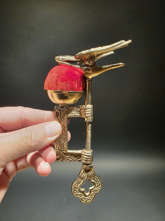 6" Brass Eagle Sewing Clamp Pin Cushion