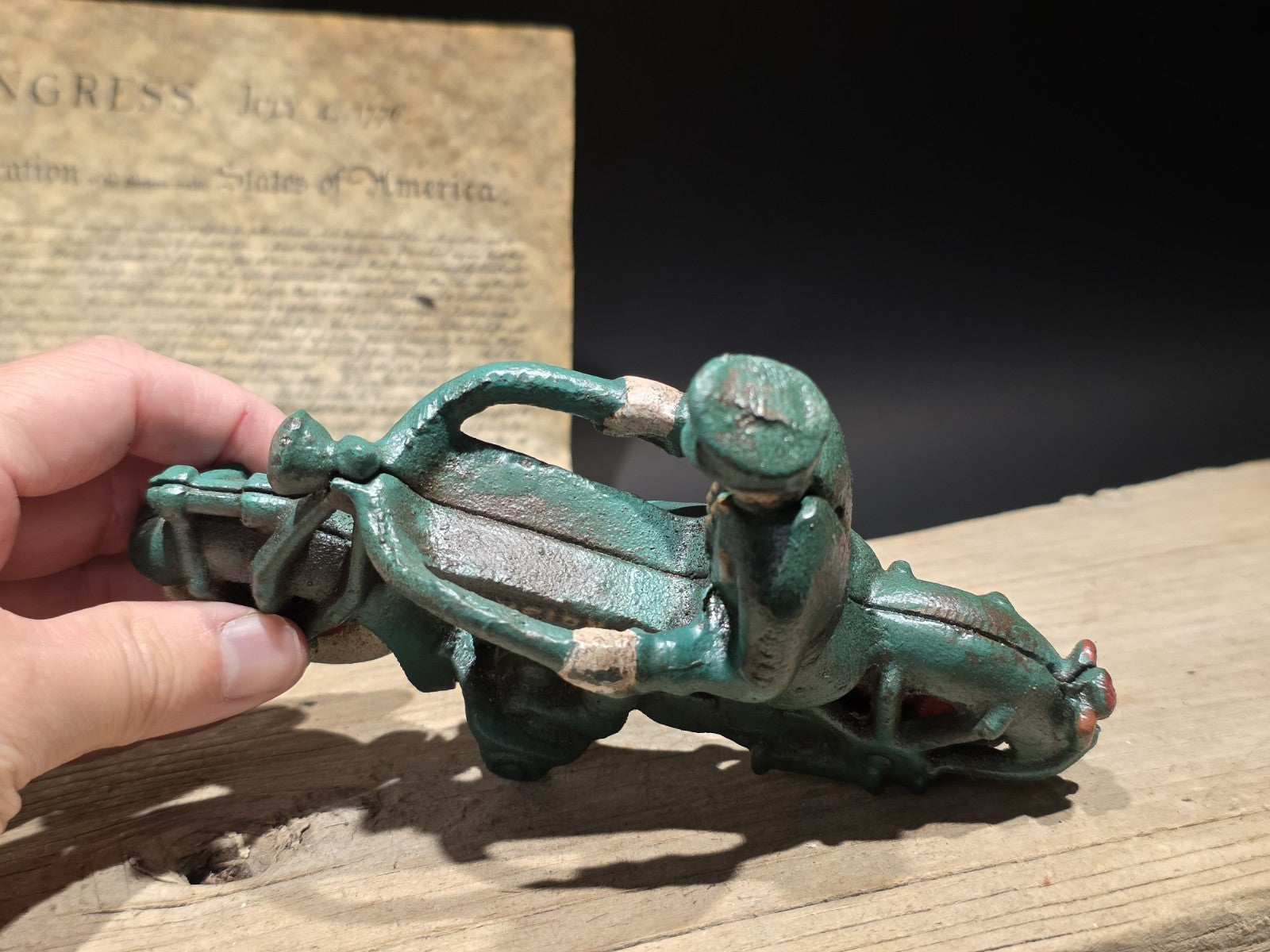 7" Vintage Cast Iron Police Motorcycle Toy Champion Patrol Officer Antique Style