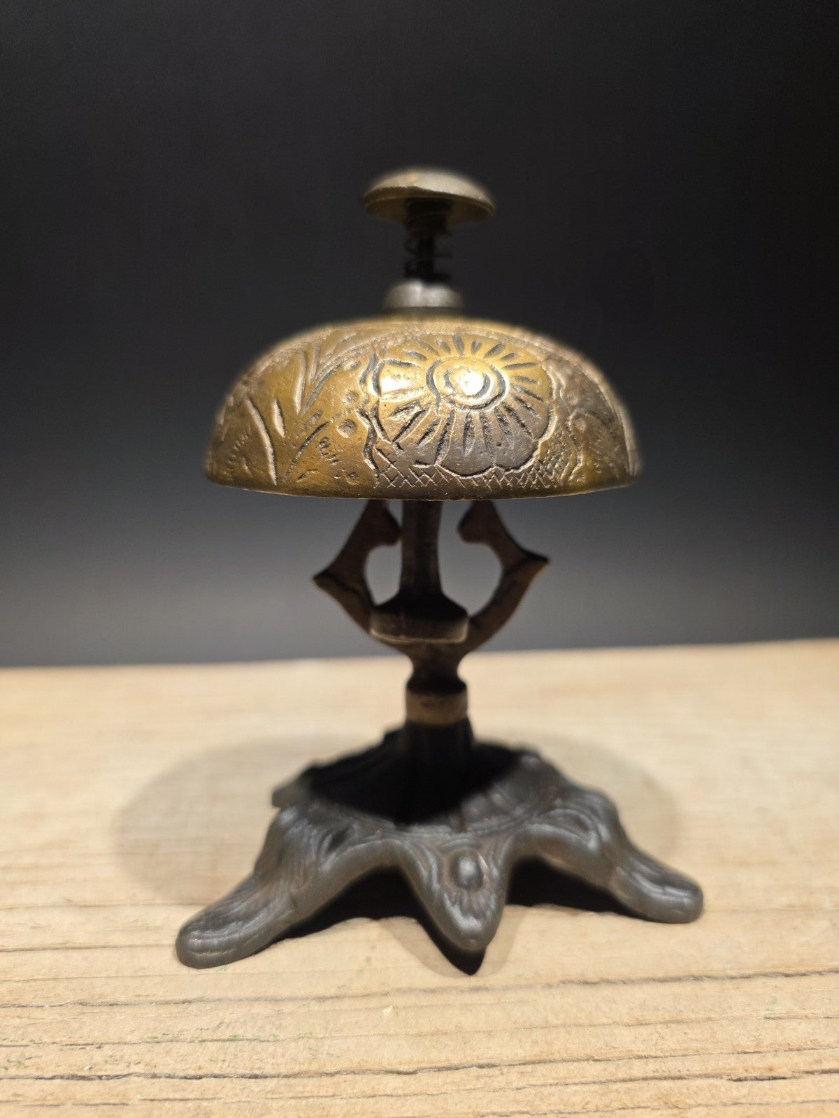 Antique Vintage Style Ornate Brass Table Desk Bell