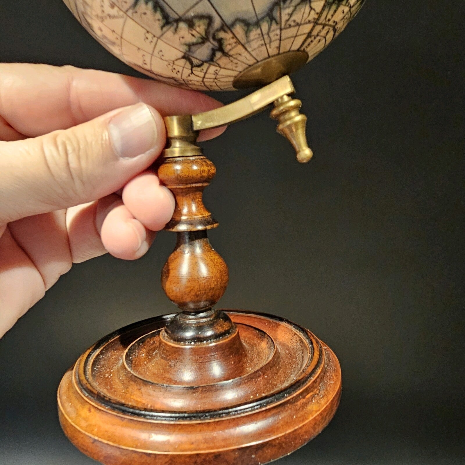 Old World Style 8" Globe w Turned Wood Stand