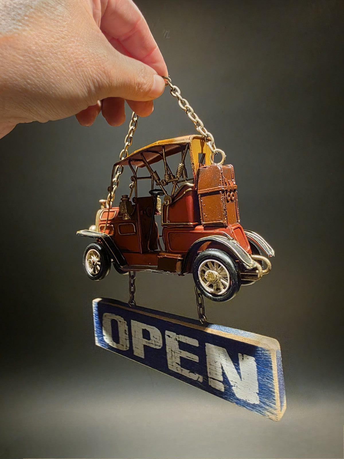 8" Vintage Style Wooden Open / Closed Hanging Sign Classic Car Design