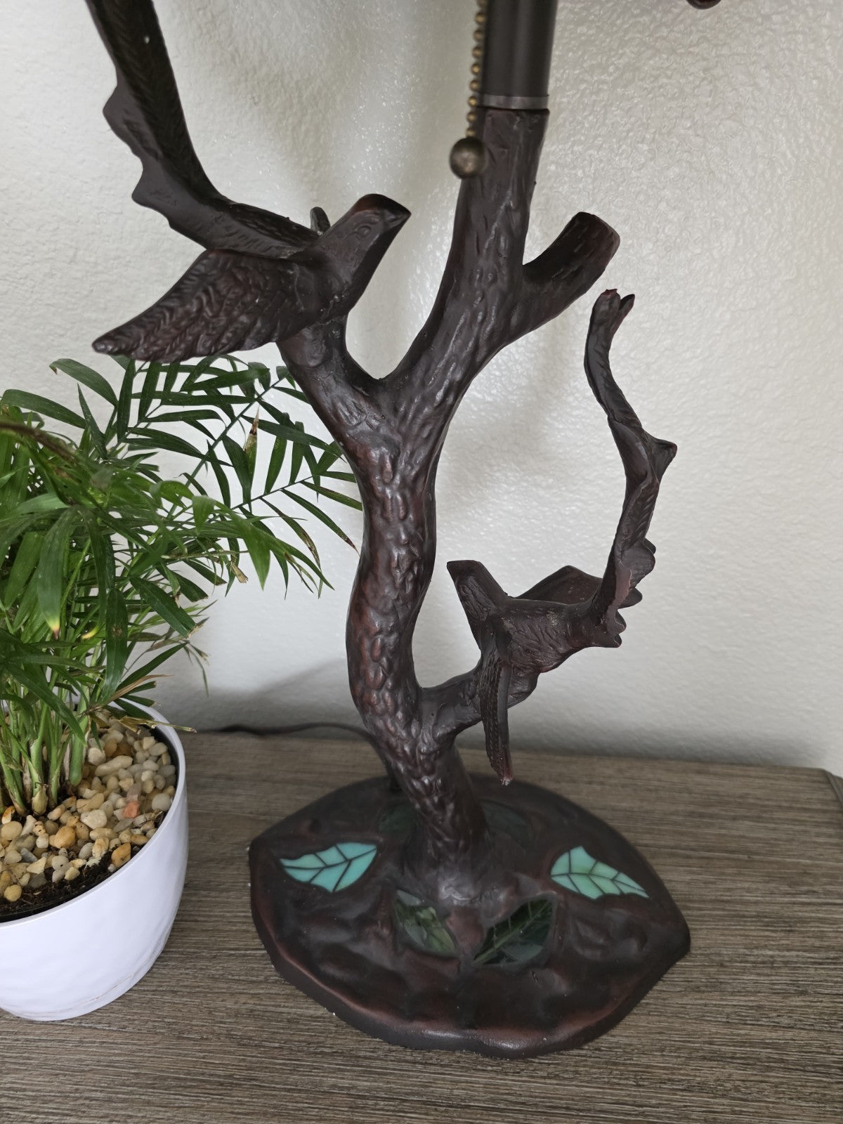 32.5" Antique Vintage Style Stained Glass Oval Fruit Grapes Table Lamp