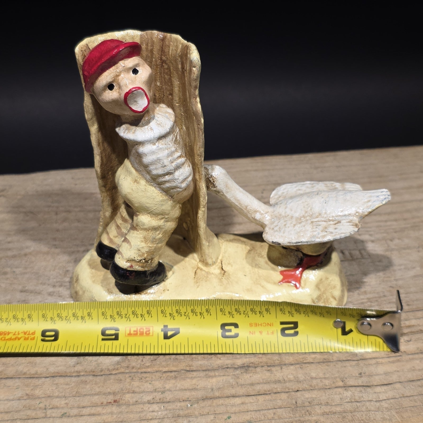 Antique Style Cast Iron Folk Art Boy & Goose Figurine