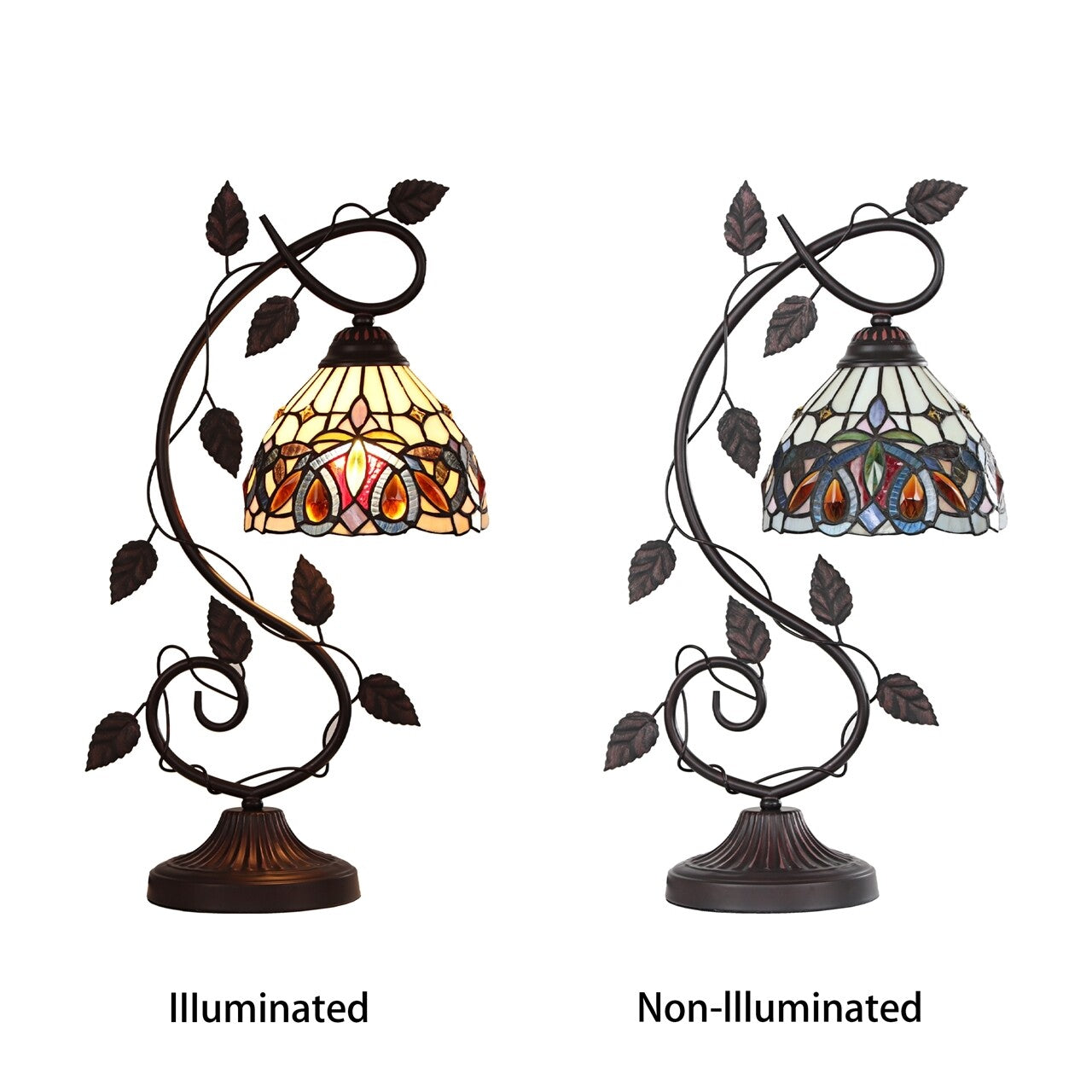 22.64" Vintage Style Stained Glass Table Lamp