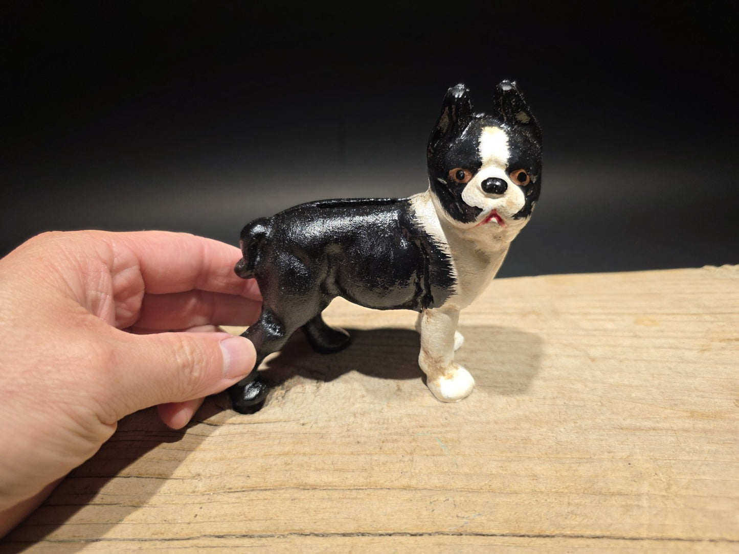 5" Antique Style Cast Iron Boston Terrier Dog Door Stop Coin Bank