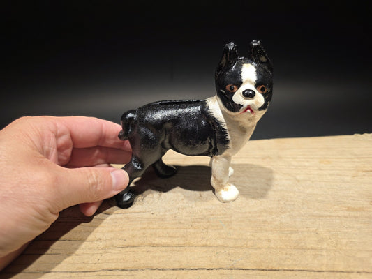 5" Antique Style Cast Iron Boston Terrier Dog Door Stop Coin Bank