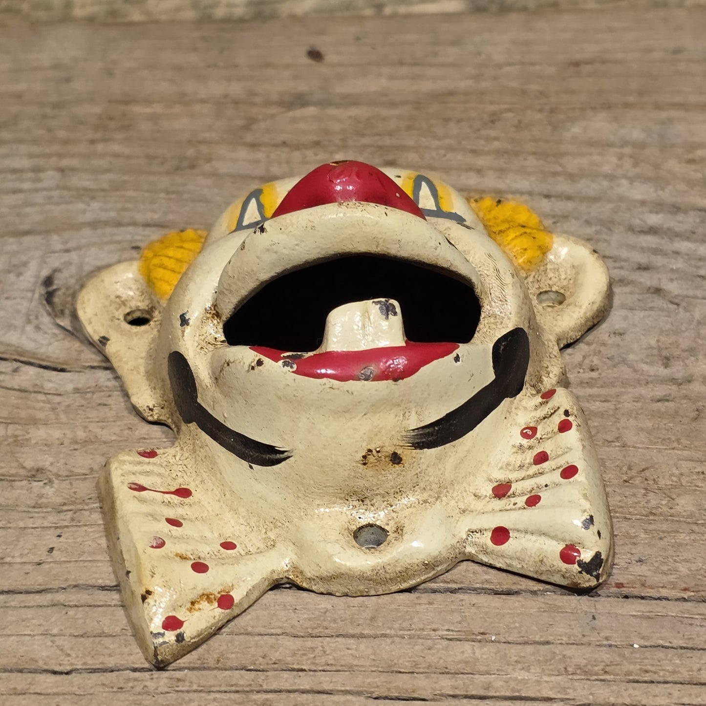 Antique Vintage Style Cast Iron wall mount folk art Clown Beer Bottle Opener