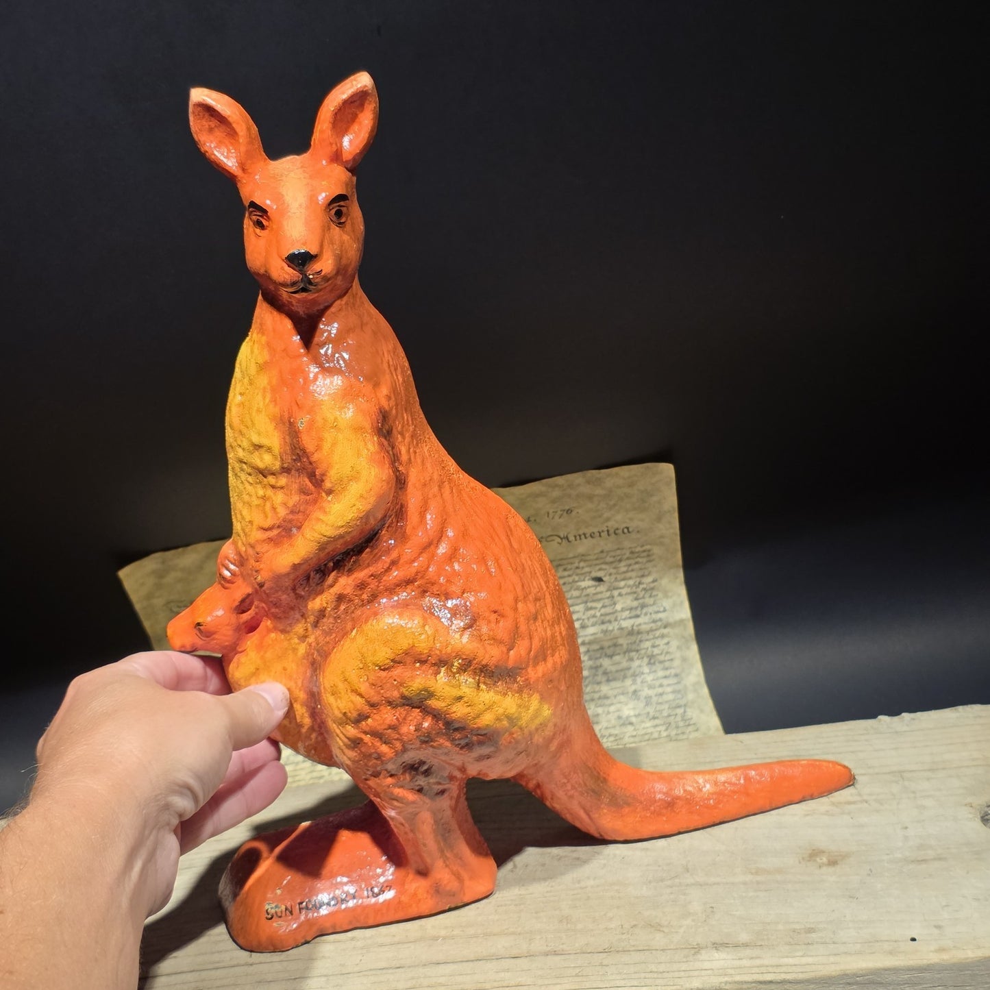 14" Sun Foundry 1867 Kangaroo Doorstop – 14" Cast Iron Animal Figure