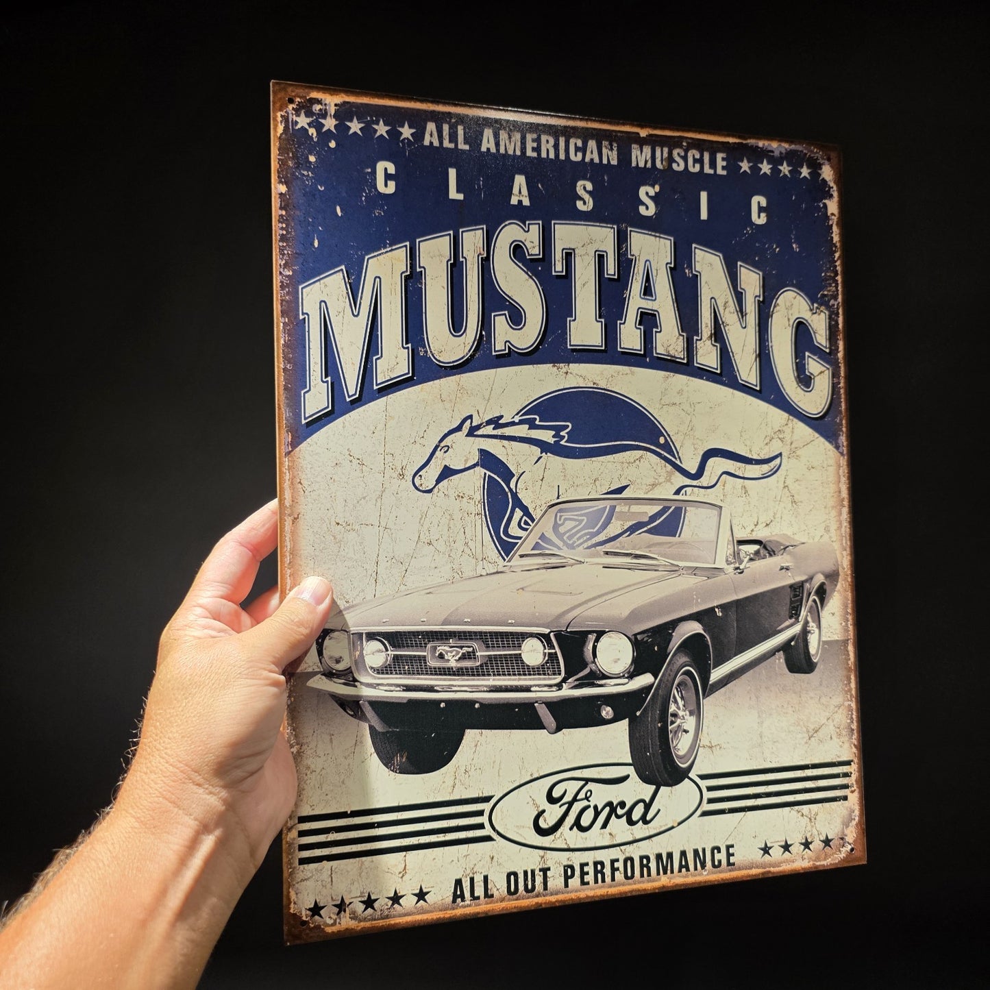 Vintage Style Ford Mustang Classic Tin Metal Sign American Muscle Car Garage