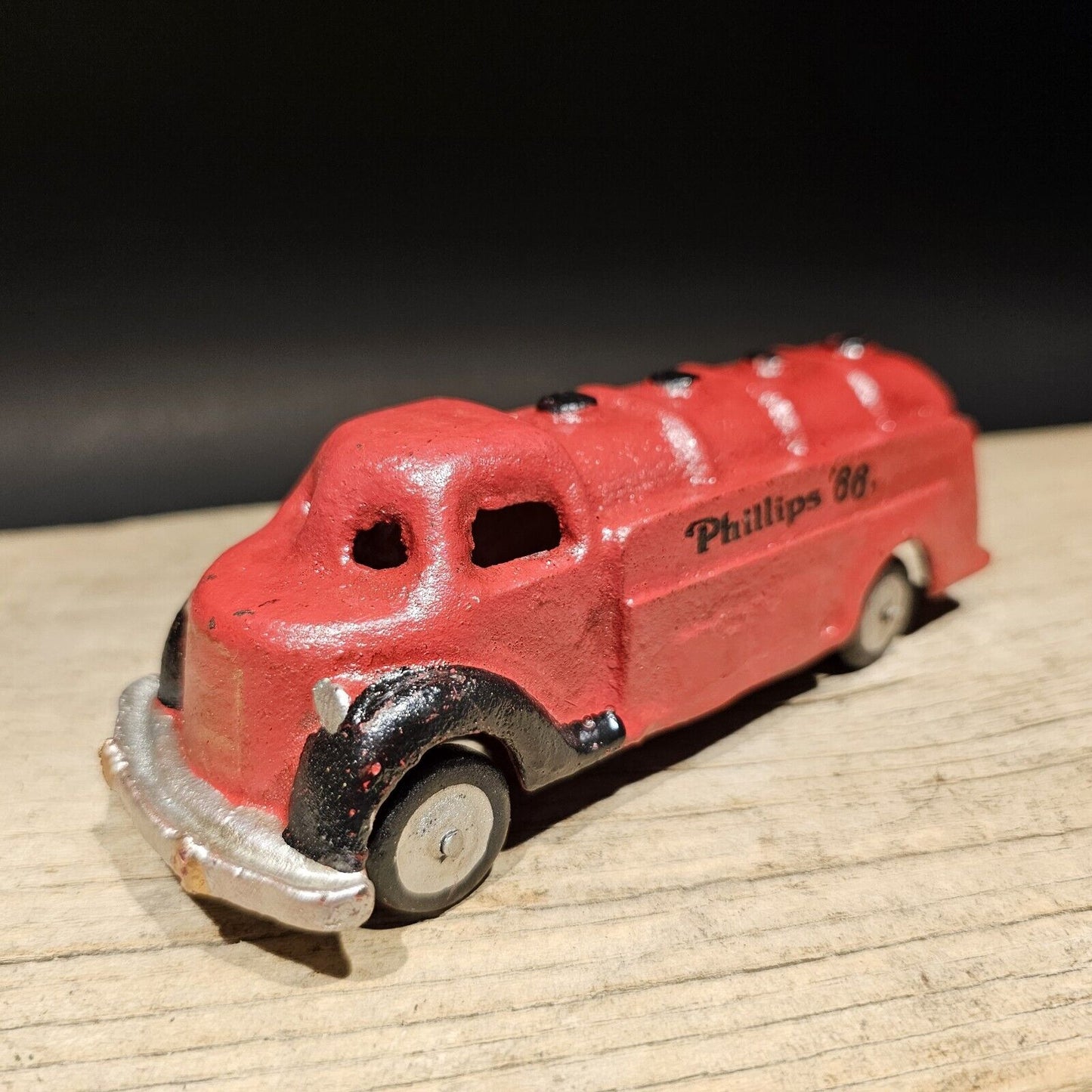 Vintage Style Red Cast Iron Toy Phillips 66 Car Delivery Van