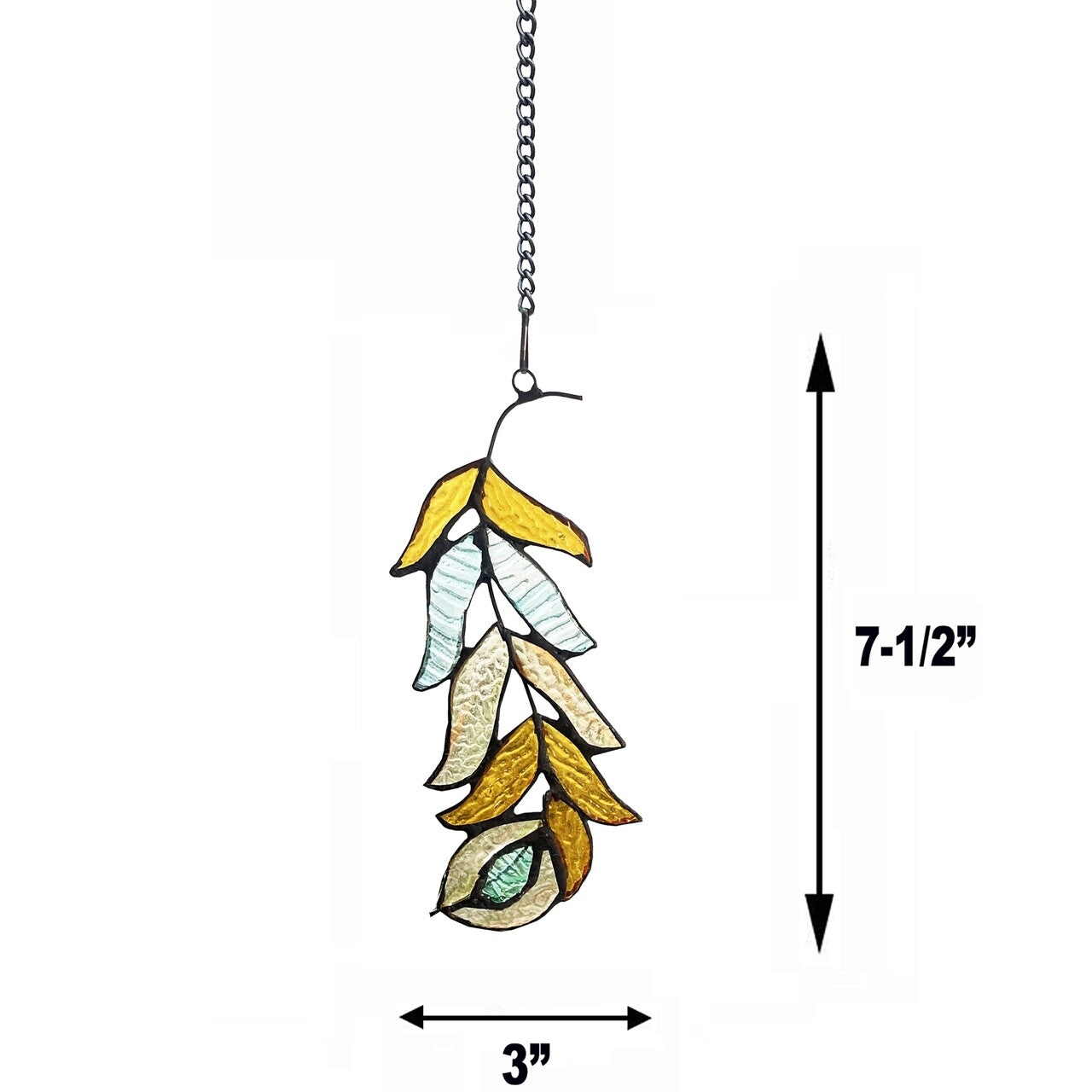 7 1/2" Stained Glass Feather Window Hanging Panel Suncatcher