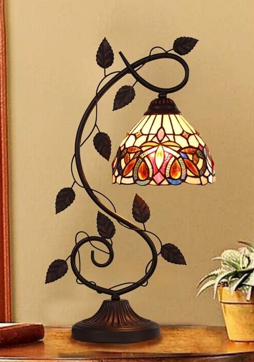 22.64" Vintage Style Stained Glass Table Lamp