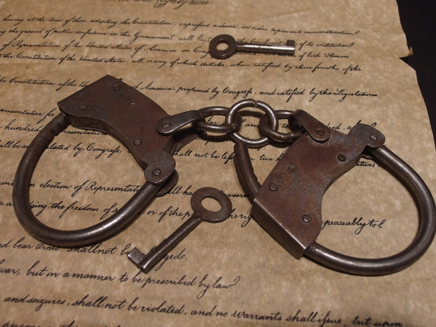 Antique Vintage Style 1904 Judd Iron Handmade Handcuffs Shackles