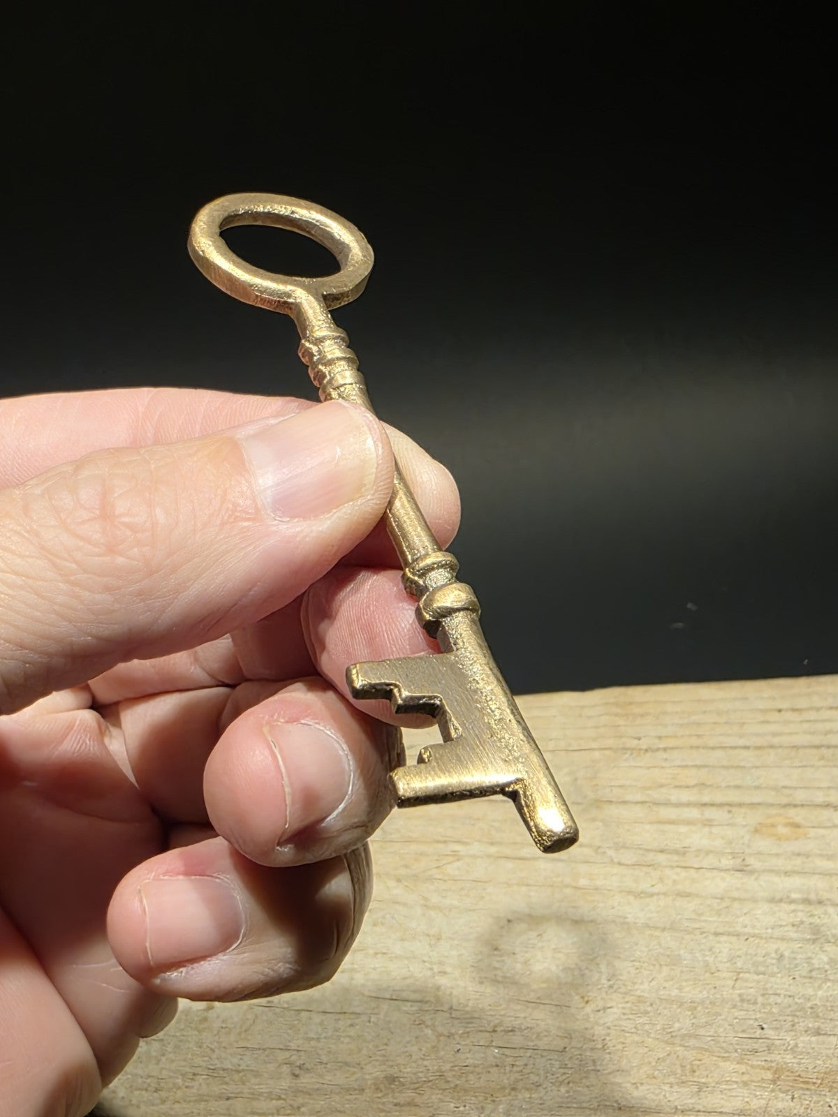 4" Antique Style Brass Large Skeleton Church Key