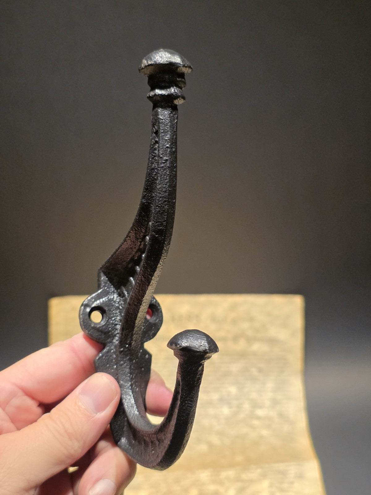 Vintage Style Black Cast Iron Wall Hook Hat & Coat Hanger