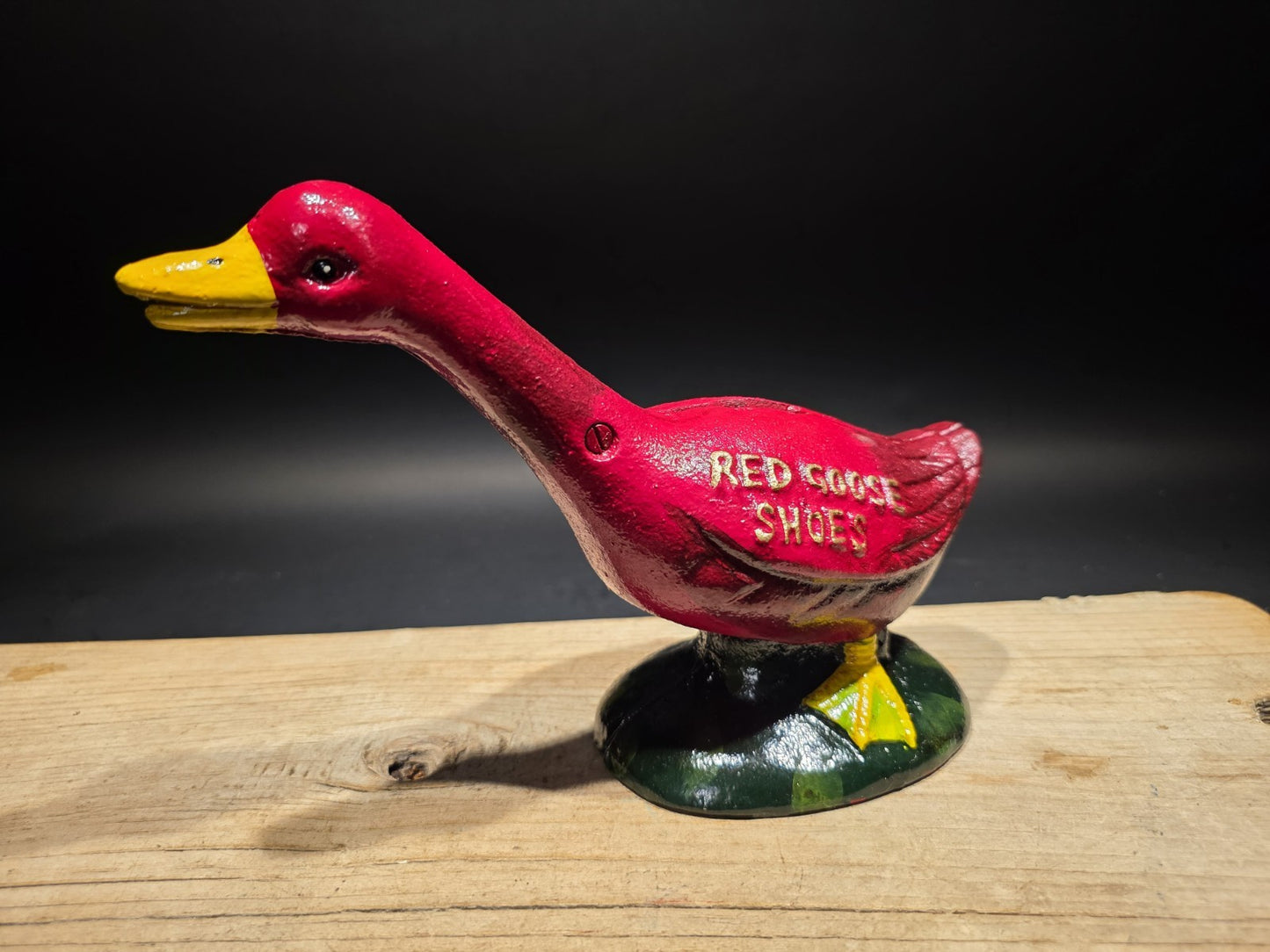 9" Vintage Style Red Goose Shoes Cast Iron Goose Bank  Advertising Bank