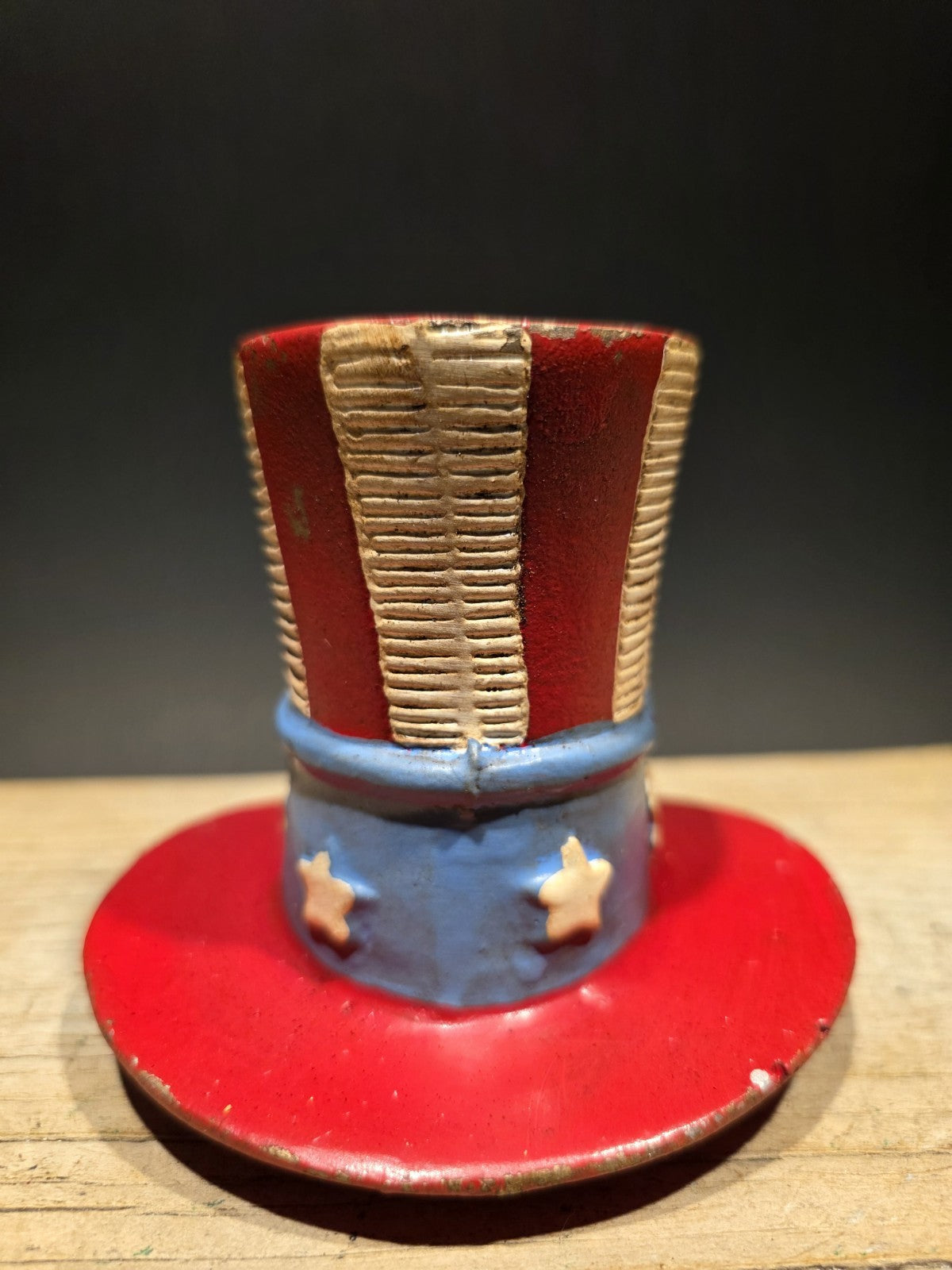4 1/2" Antique Style Cast Iron USA Patriotic Hat Coin Bank