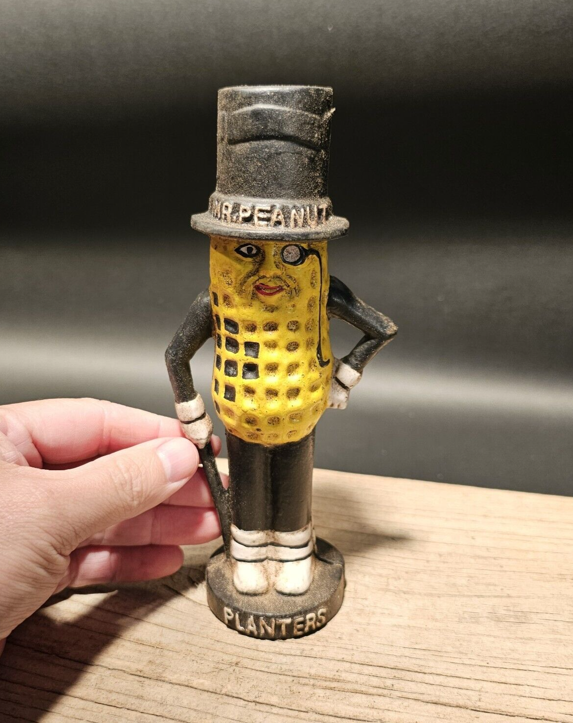 Antique Vintage Style Cast Iron Peanut Coin Bank