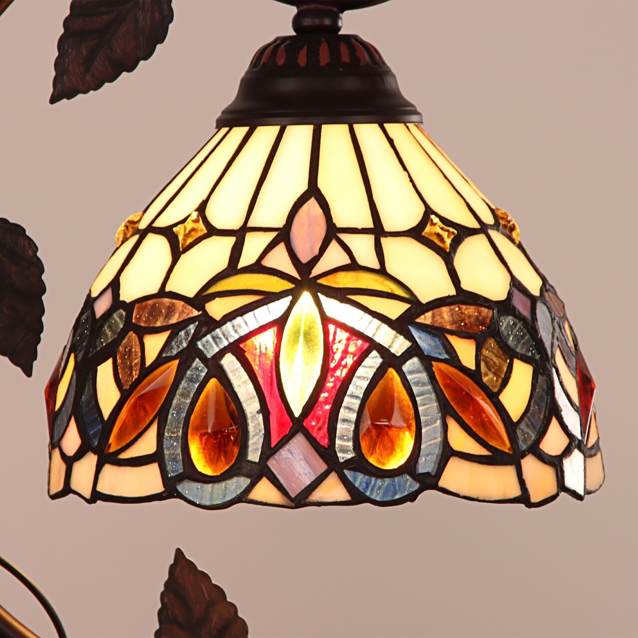 22.64" Vintage Style Stained Glass Table Lamp