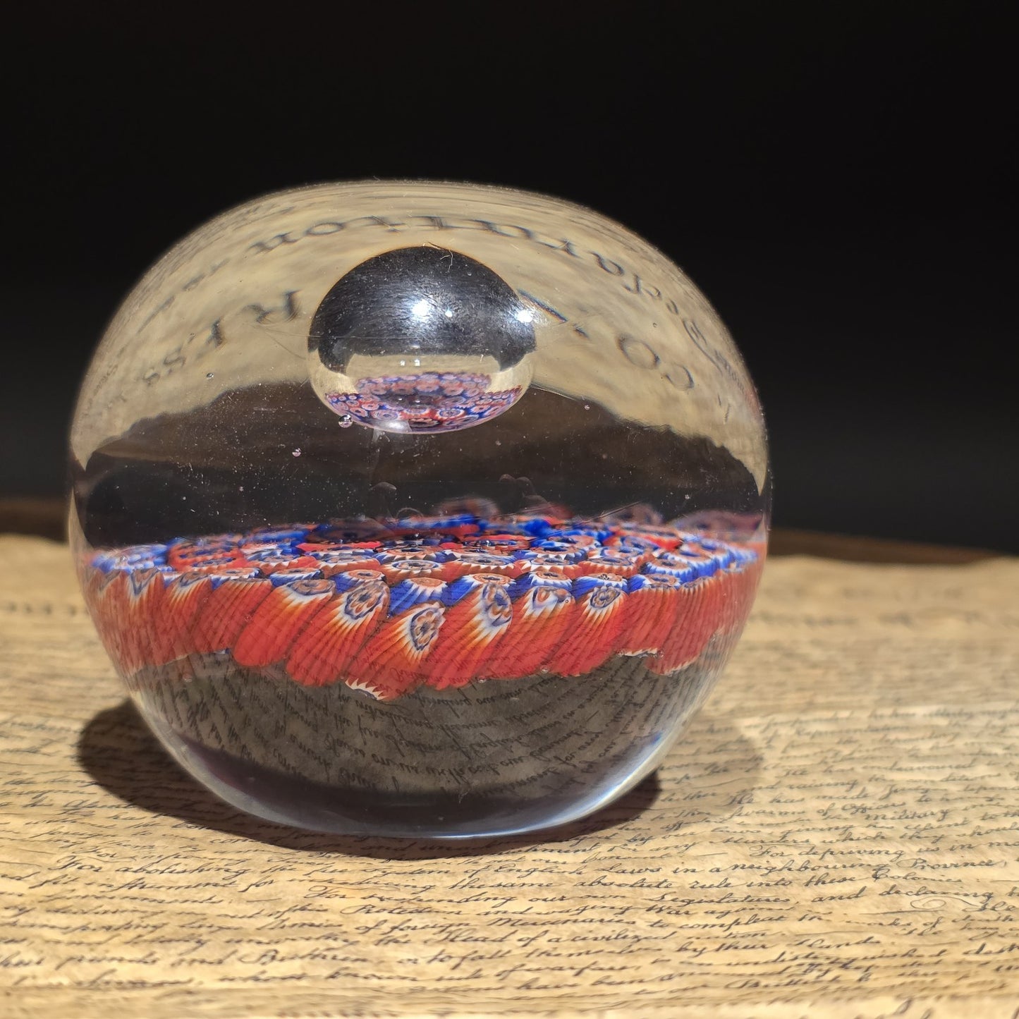 Millefiori Art Glass Paperweight – Murano Style Cane Glass Desk Weight