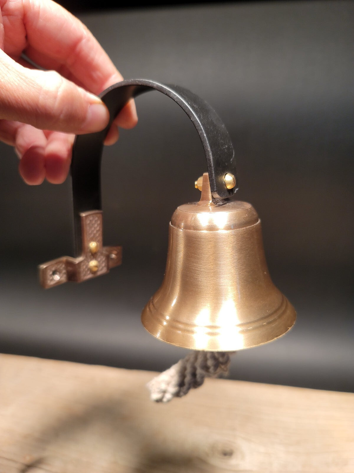 Antique Vintage Style Brass Wall Mount Dog Doorbell Bar Bell