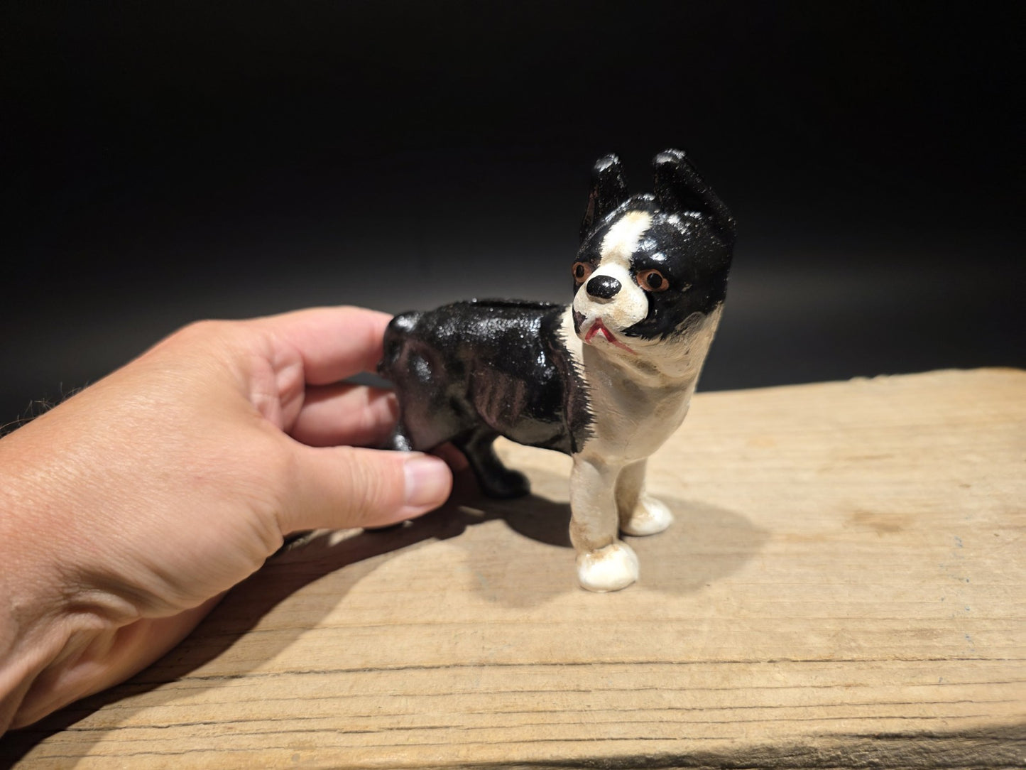 5" Antique Style Cast Iron Boston Terrier Dog Door Stop Coin Bank