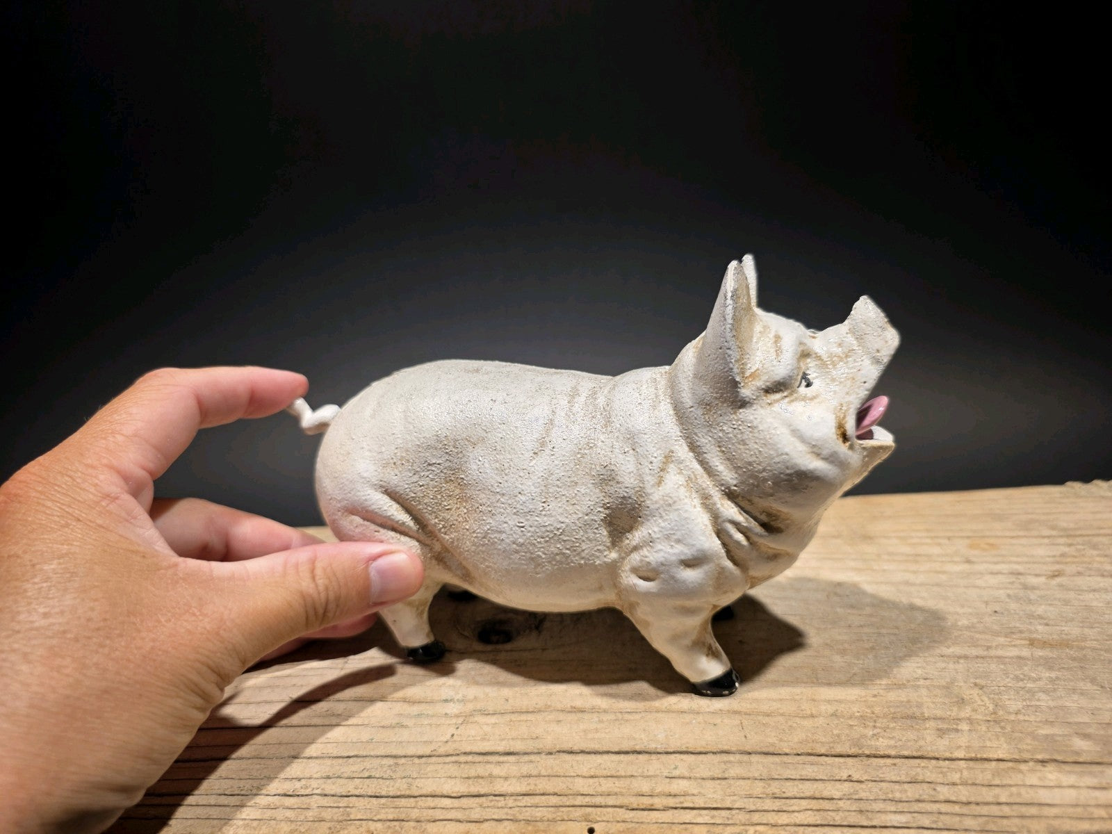 Antique Style Cast Iron Mechanical Hog Pig Coin Bank